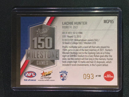 2022 Footy Stars Prestige LACHIE HUNTER AFL Milestone Games 93/195