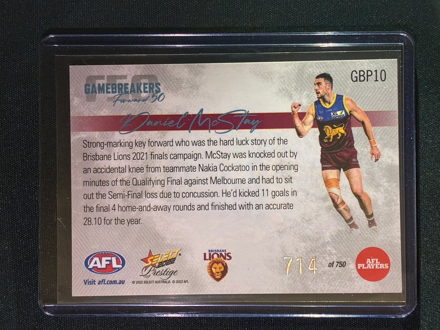 2022 Footy Stars Prestige DANIEL MCSTAY Gamebreakers Forward 50 714/750