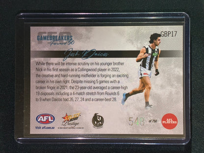 2022 Footy Stars Prestige JOSH DAICOS Gamebreakers Forward 50 548/750