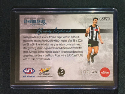 2022 Footy Stars Prestige BRODY MIHOCEK Gamebreakers Forward 50 199/750