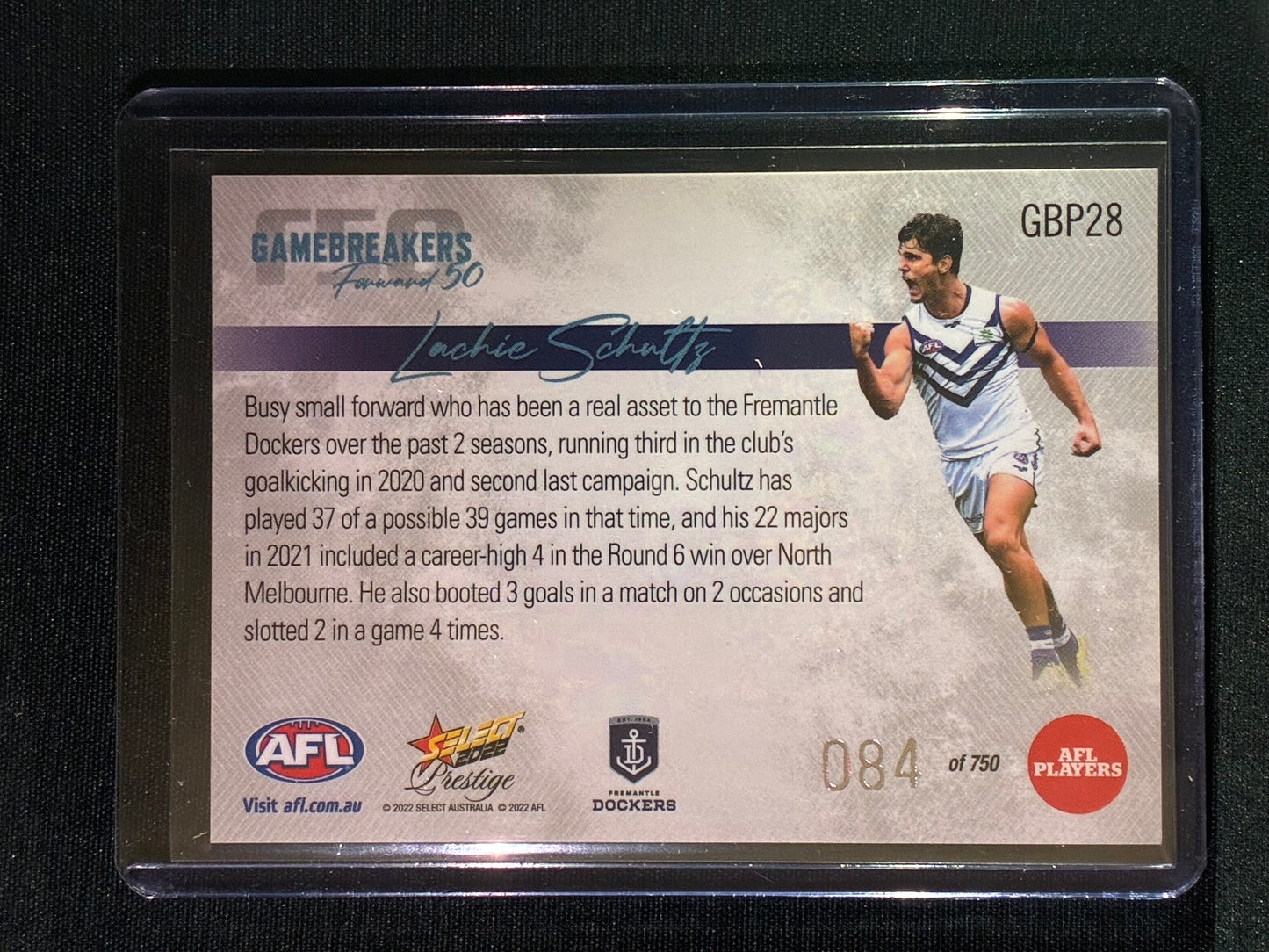 2022 Footy Stars Prestige LACHIE SCHULTZ Gamebreakers Forward 50 84/750
