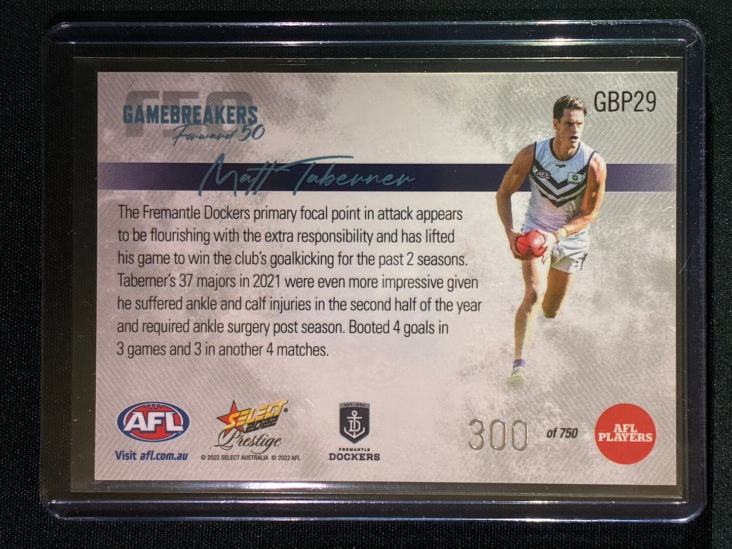2022 Footy Stars Prestige MATT TABERNER Gamebreakers Forward 50 300/750