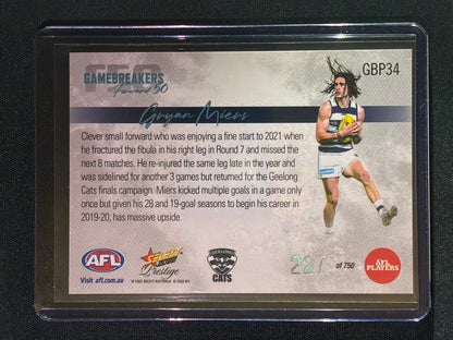 2022 Footy Stars Prestige GRYAN MIERS Gamebreakers Forward 50 227/750