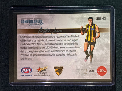 2022 Footy Stars Prestige MITCH LEWIS Gamebreakers Forward 50 322/750