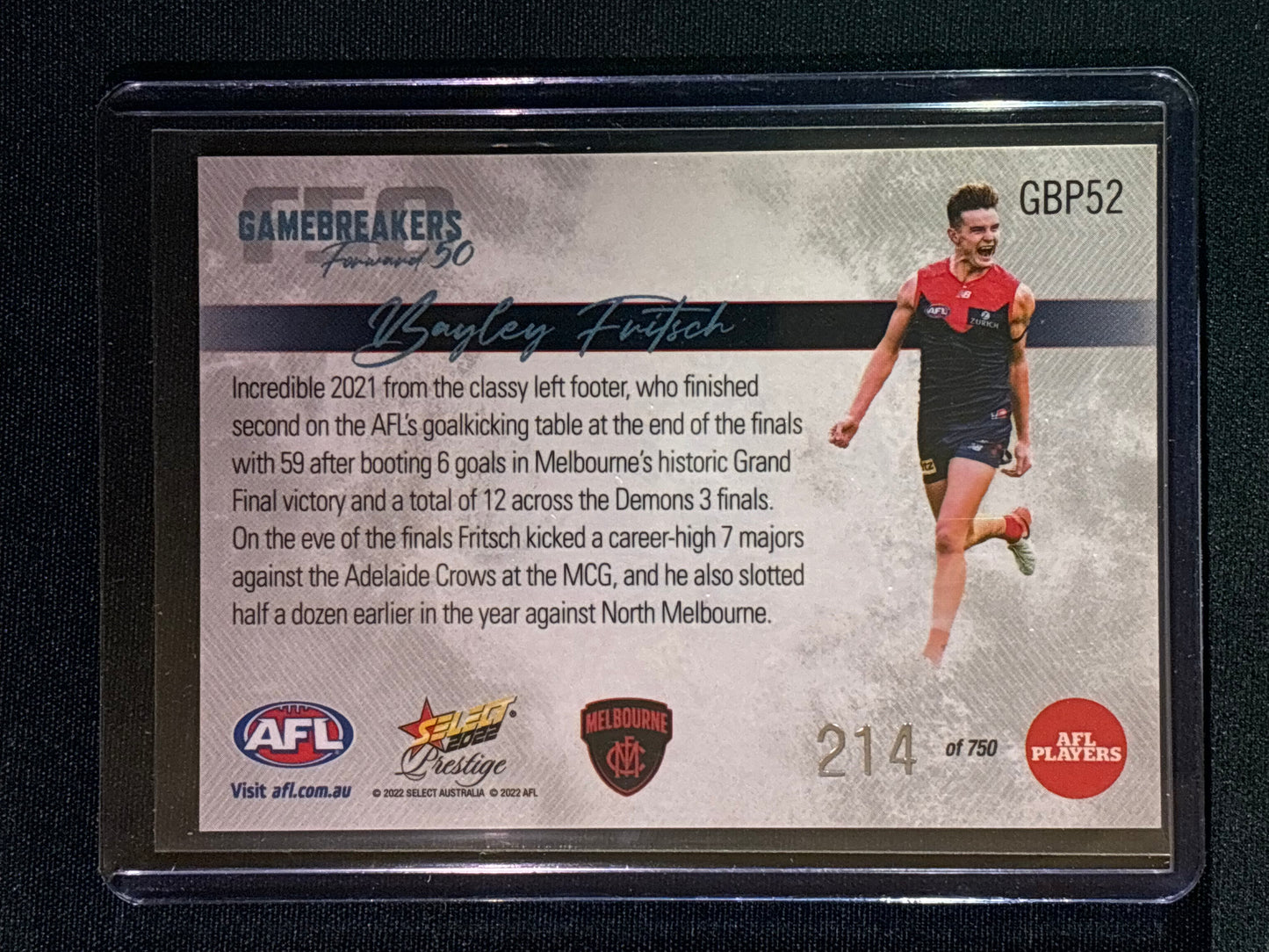 2022 Footy Stars Prestige BAYLEY FRITSCH Gamebreakers Forward 50 214/750