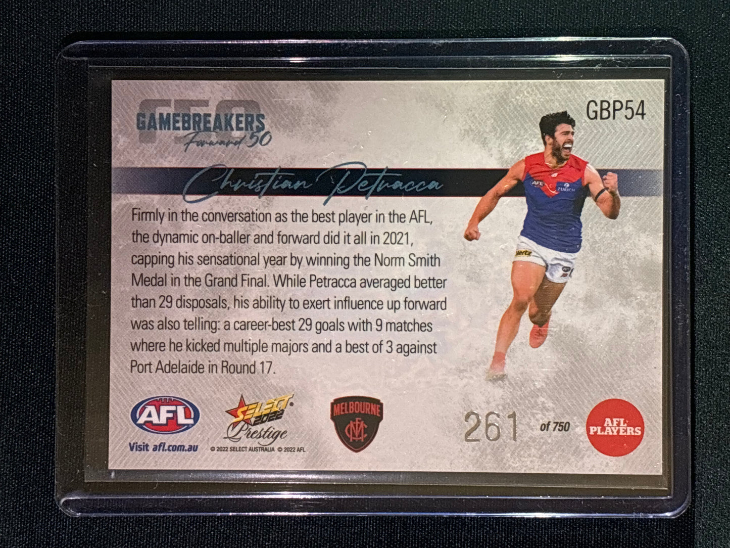 2022 Footy Stars Prestige CHRISTIAN PETRACCA Gamebreakers Forward 50 261/750