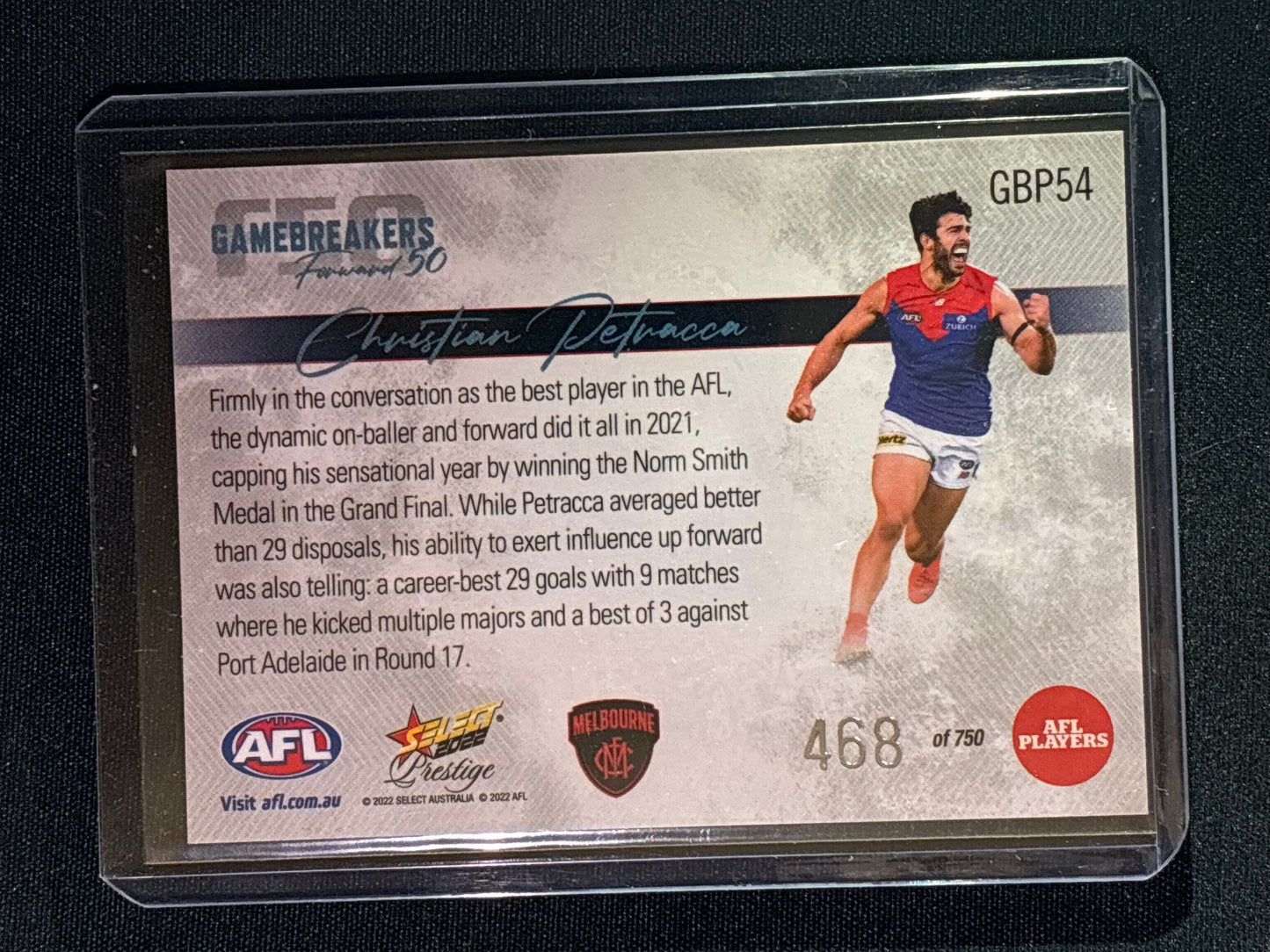 2022 Footy Stars Prestige CHRISTIAN PETRACCA Gamebreakers Forward 50 468/750
