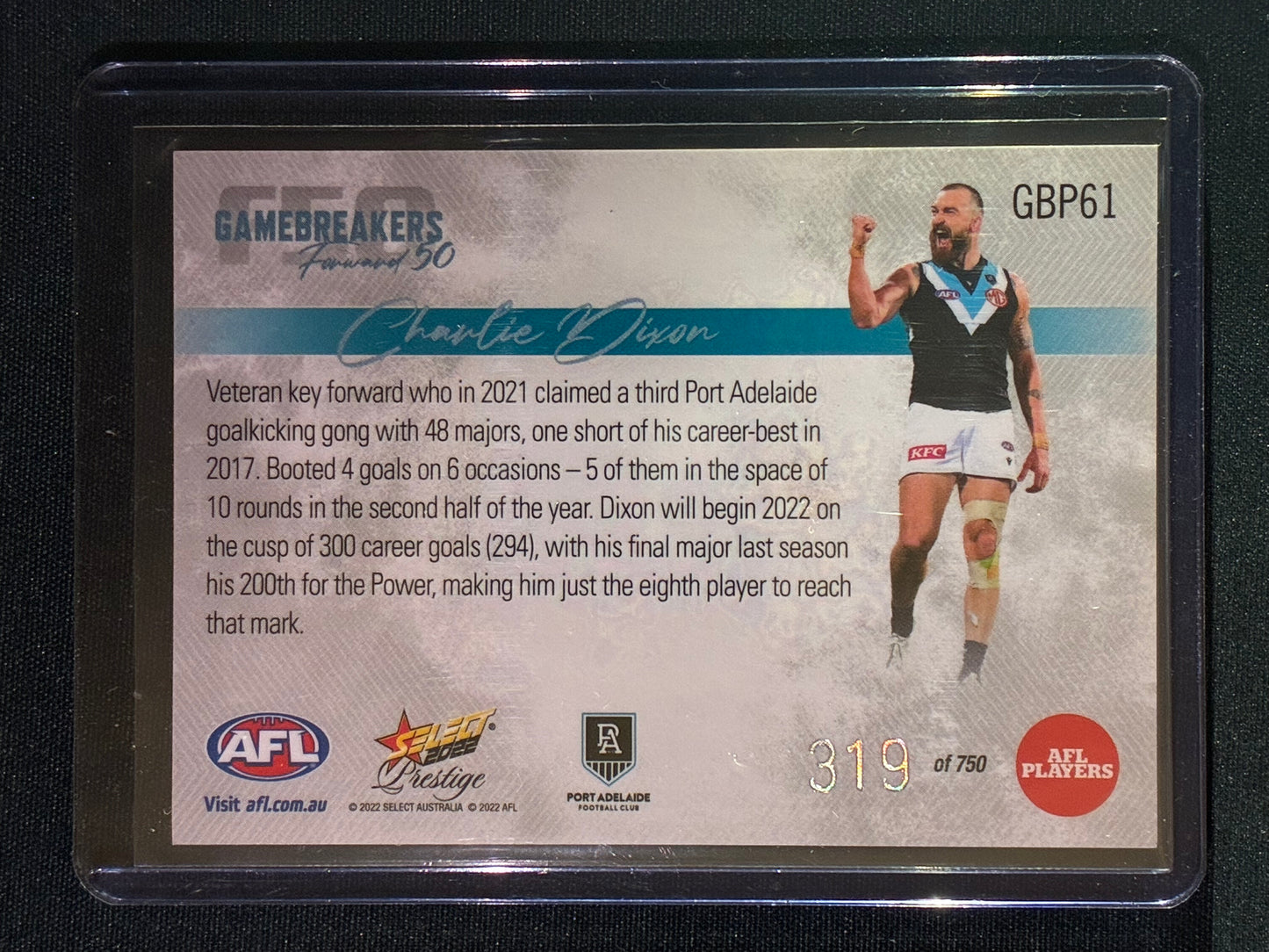 2022 Footy Stars Prestige CHARLIE DIXON Gamebreakers Forward 50 319/750