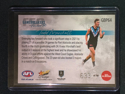 2022 Footy Stars Prestige TODD MARSHALL Gamebreakers Forward 50 633/750