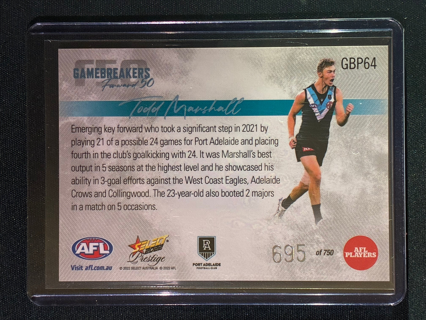 2022 Footy Stars Prestige TODD MARSHALL Gamebreakers Forward 50 695/750