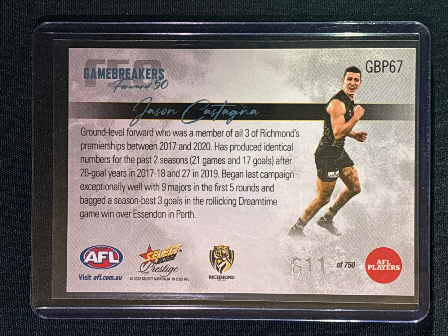 2022 Footy Stars Prestige JASON CASTAGNA Gamebreakers Forward 50 611/750