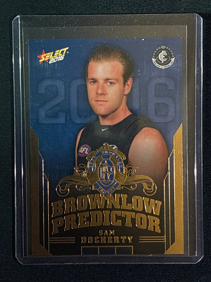 2016 Footy Stars SAM DOCHERTY Brownlow Predictor Gold 58/250