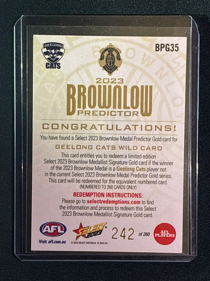 2023 Footy Stars GEELONG CATS WILD CARD Brownlow Predictor Gold 242/260