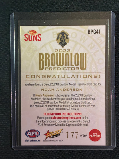 2023 Footy Stars NOAH ANDERSON Brownlow Predictor Gold 177/260