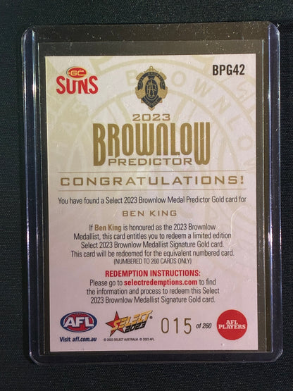 2023 Footy Stars BEN KING Brownlow Predictor Gold 15/260