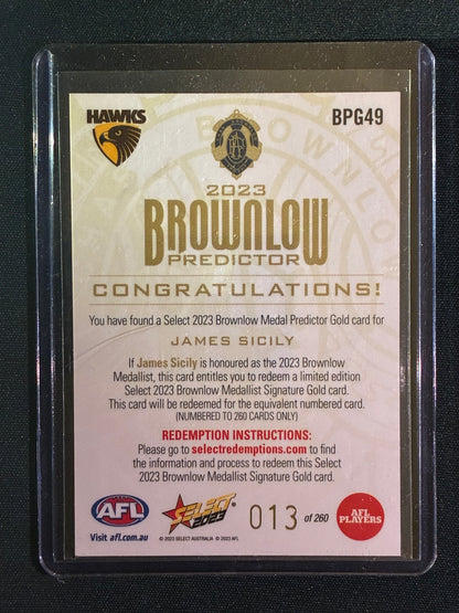 2023 Footy Stars JAMES SICILY Brownlow Predictor Gold 13/260