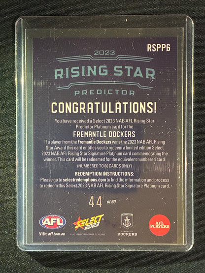 2023 Footy Stars FREMANTLE DOCKERS Rising Star Predictor Platinum 44/60