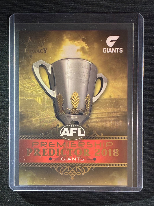 2018 Legacy GWS GIANTS Premiership Predictor Gold 21/180
