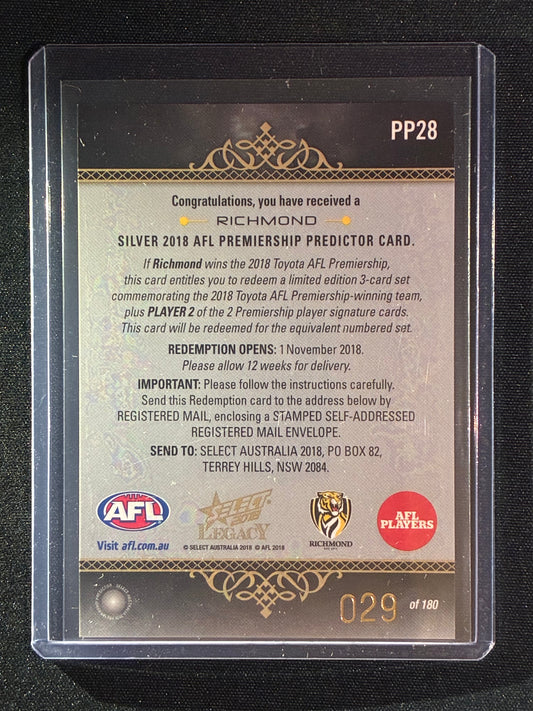 2018 Legacy RICHMOND TIGERS Premiership Predictor Silver 29/180