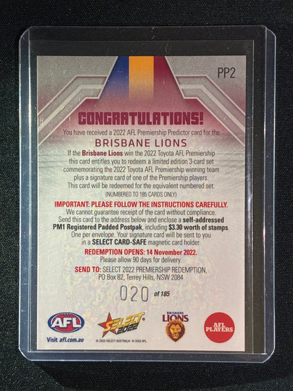2022 Footy Stars BRISBANE LIONS Premiership Predictor Silver 20/185
