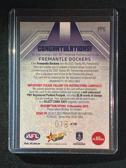 2022 Footy Stars FREMANTLE DOCKERS Premiership Predictor Silver 18/185