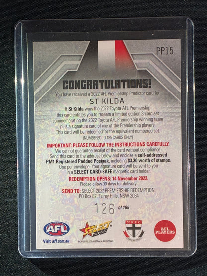 2022 Footy Stars ST. KILDA SAINTS Premiership Predictor Silver 126/185