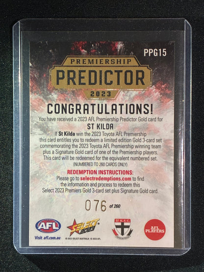 2023 Footy Stars ST. KILDA SAINTS Premiership Predictor Gold 76/260