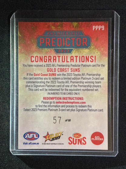2023 Footy Stars GOLD COAST SUNS Premiership Predictor Platinum 57/60
