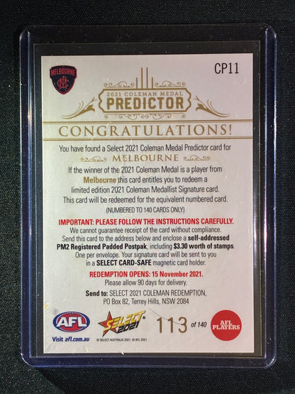 2021 Footy Stars MELBOURNE DEMONS Coleman Medal Predictor Gold 113/140
