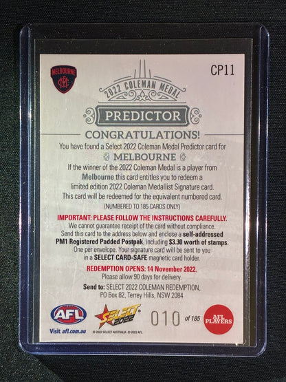 2022 Footy Stars MELBOURNE DEMONS Coleman Medal Predictor Silver 10/185