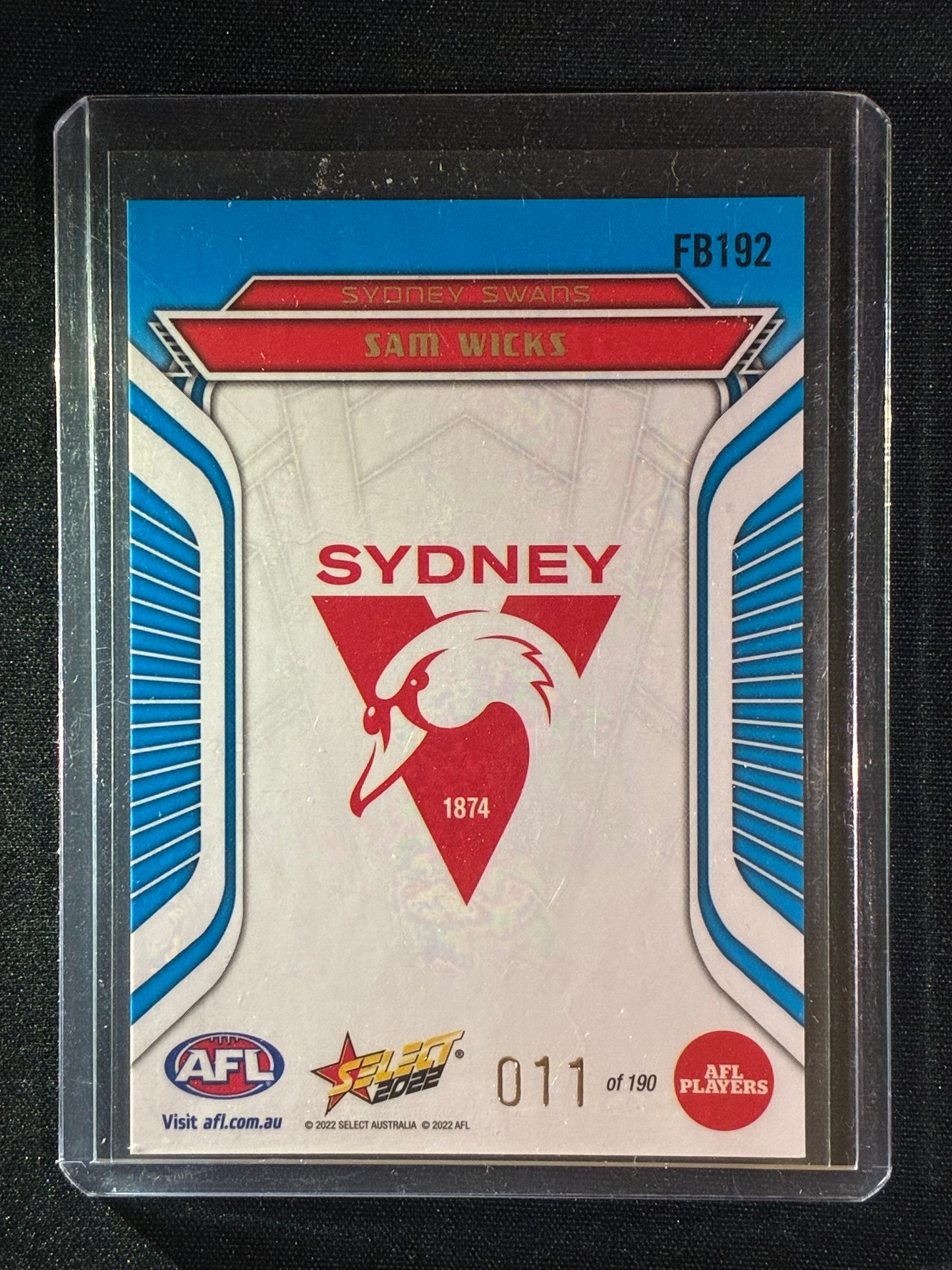 2022 Footy Stars SAM WICKS Fractured Arctic Blue 11/190