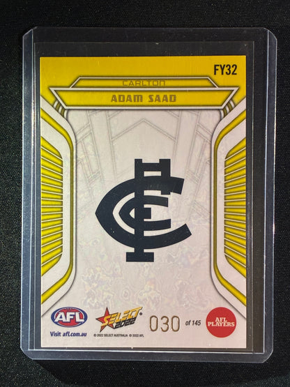 2022 Footy Stars ADAM SAAD Fractured Acid Yellow 30/145