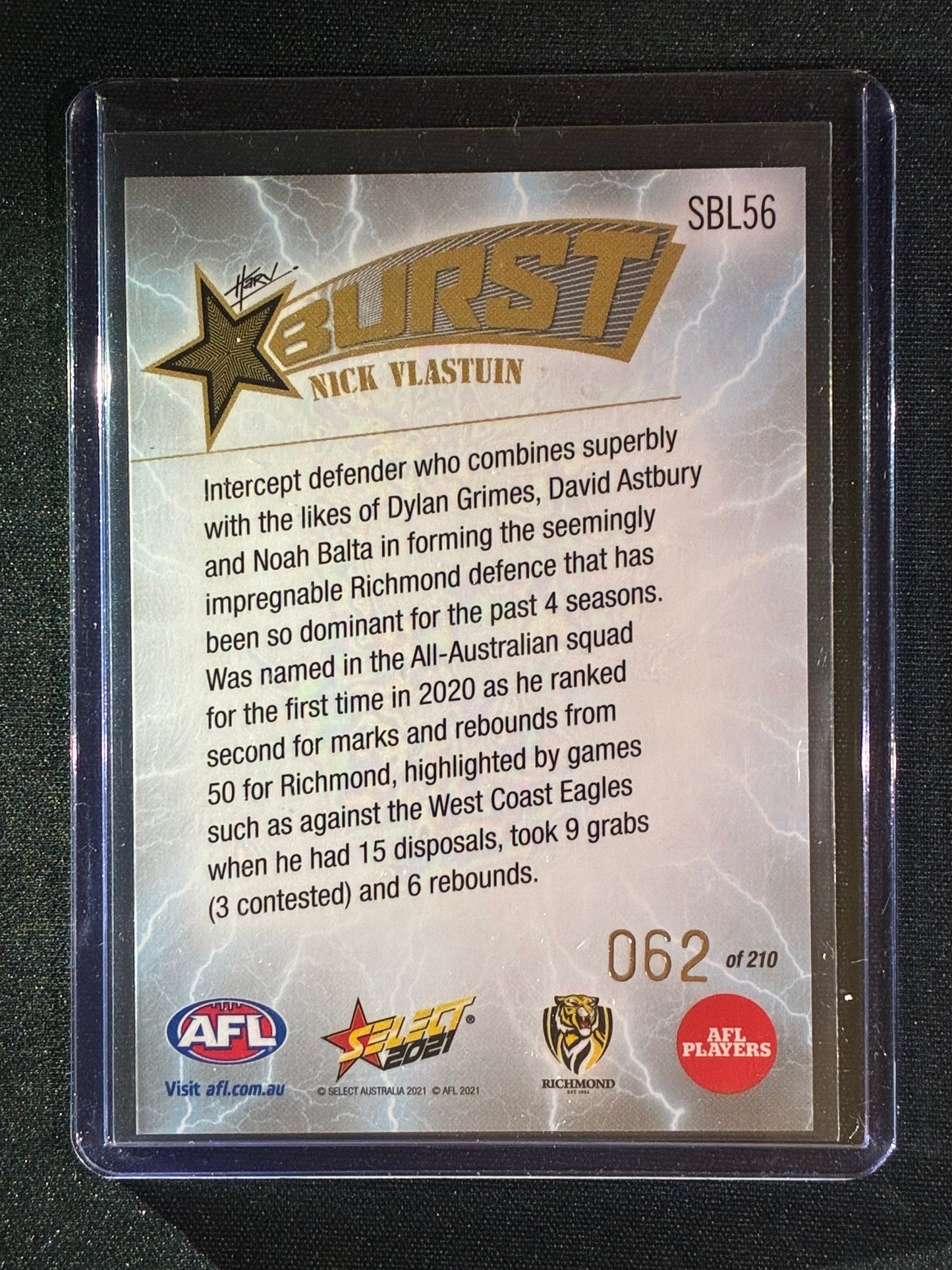 2021 Footy Stars NICK VLASTUIN Starburst Caricature Lightning 62/210
