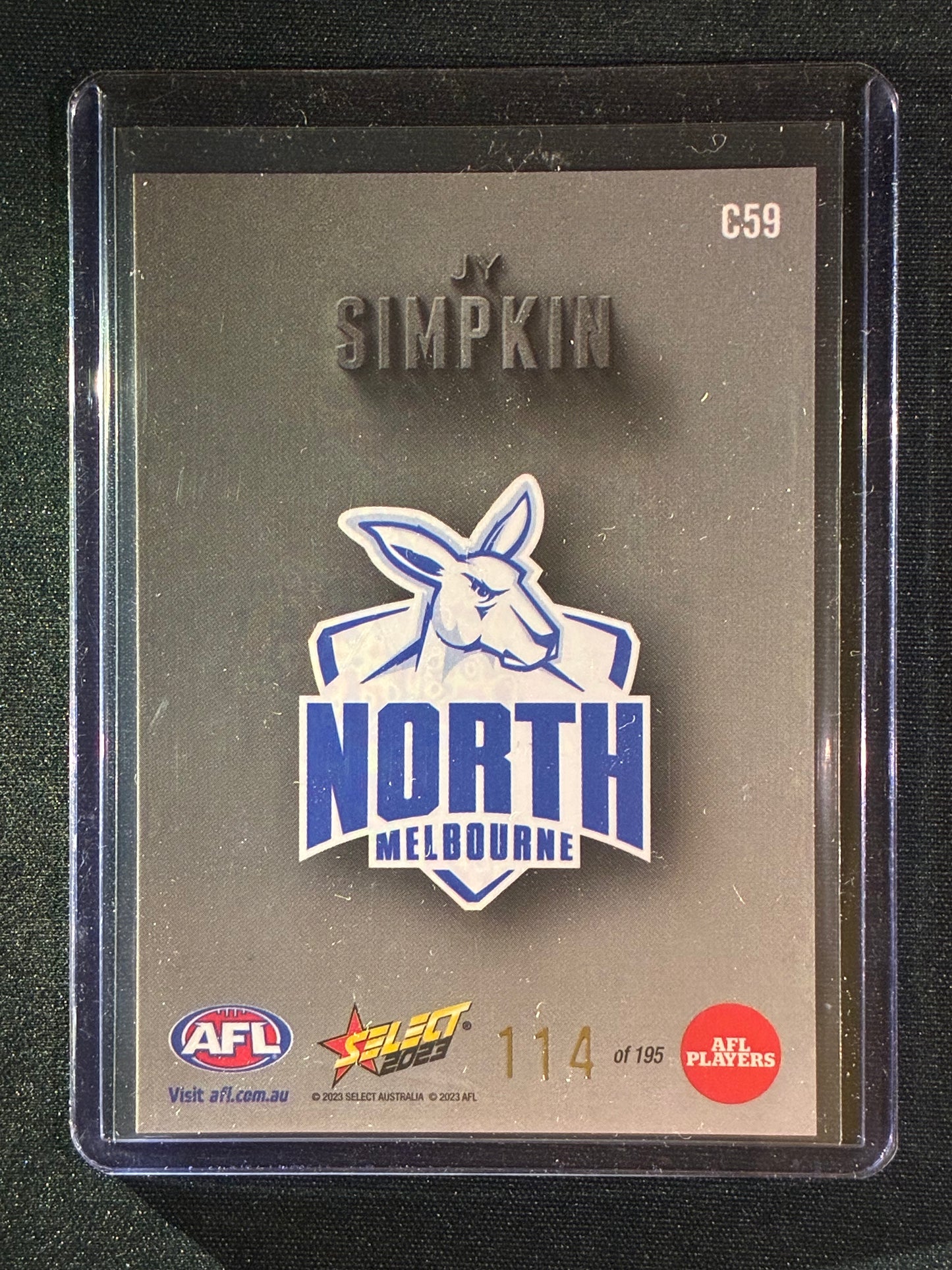 2023 Footy Stars JY SIMPKIN Carbonized Carbon 114/195