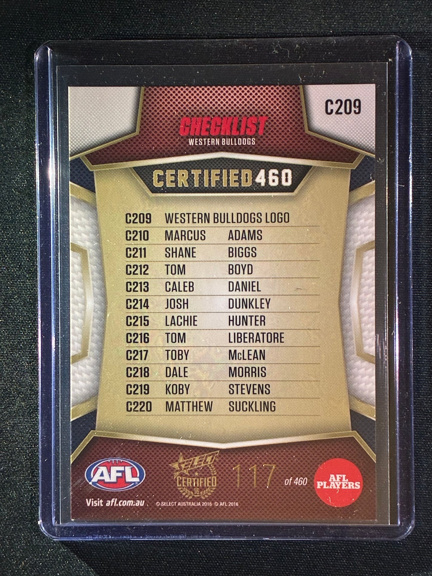 2016 Certified WESTERN BULLDOGS LOGO CHECKLIST Certified 460 117/460
