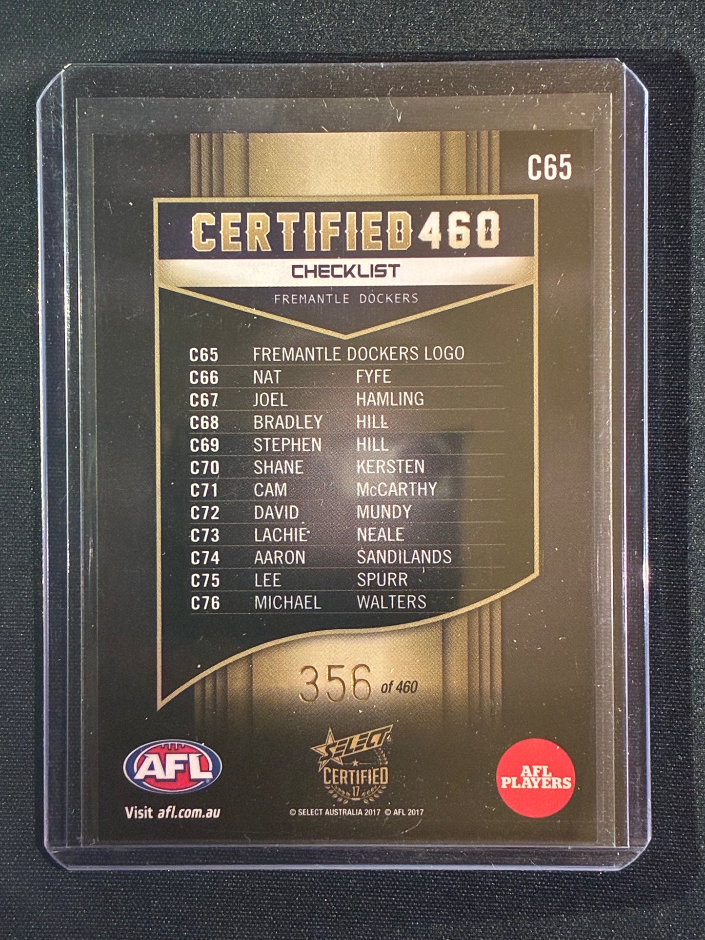 2017 Certified FREMANTLE DOCKERS CHECKLIST LOGO Certified 460 356/460