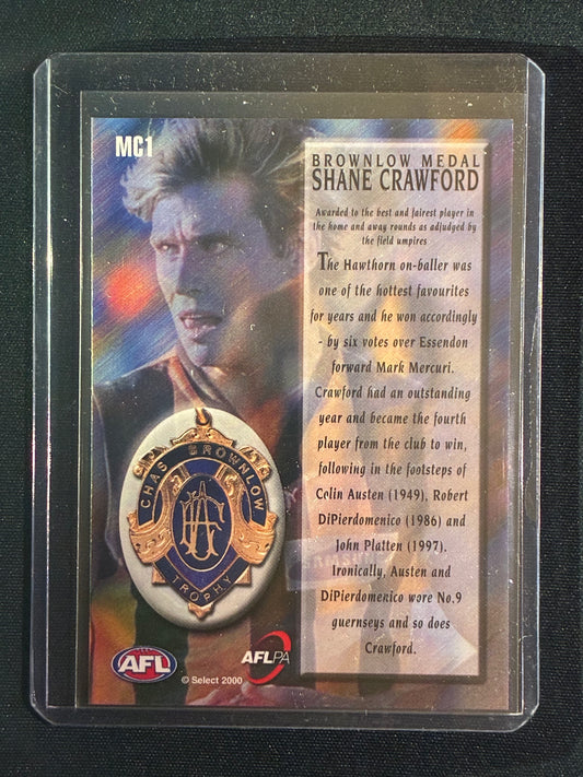 2000 Select Y2K SHANE CRAWFORD 1999 Brownlow Medallist Medal Winner #MC1