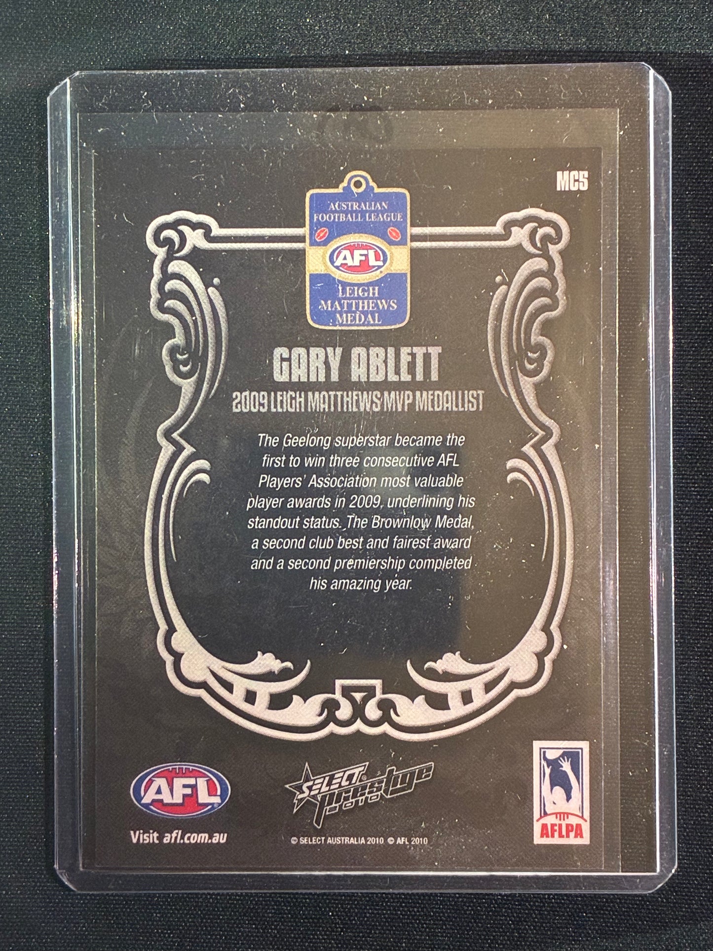 2010 Prestige GARY ABLETT 2009 MVP Medal Winner #MC5 (A)
