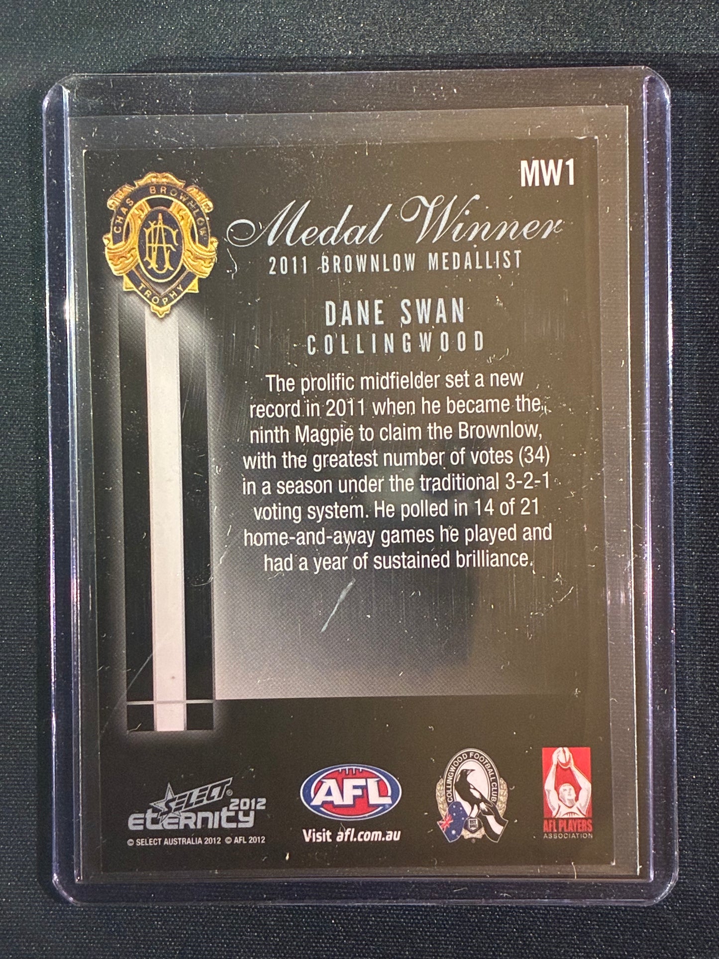 2012 Eternity DANE SWAN 2011 Brownlow Medallist Medal Winner #MW1