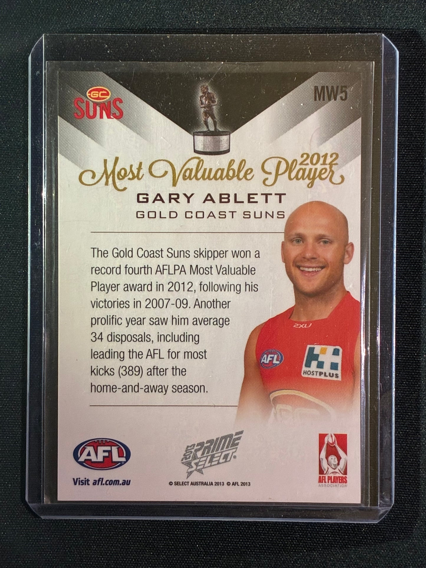 2013 Prime GARY ABLETT 2012 MVP Medal Winner #MW5