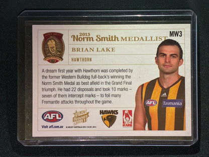 2014 Honours 1 BRIAN LAKE 2013 Norm Smith Medal Winner #MW3