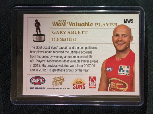 2014 Honours 1 GARY ABLETT 2013 MVP Medal Winner #MW5 (B)