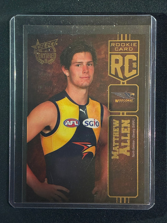 2016 Certified MATTHEW ALLEN Rookie Card 156/240