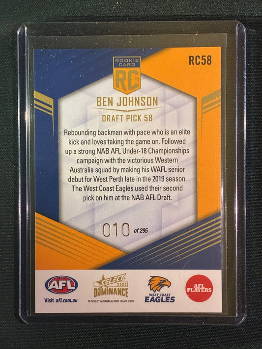 2020 Dominance BEN JOHNSON Rookie Card 10/295