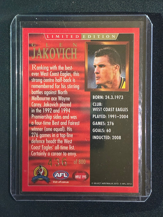 2012 Eternity GLEN JAKOVICH Hall of Fame Limited Edition 436/800
