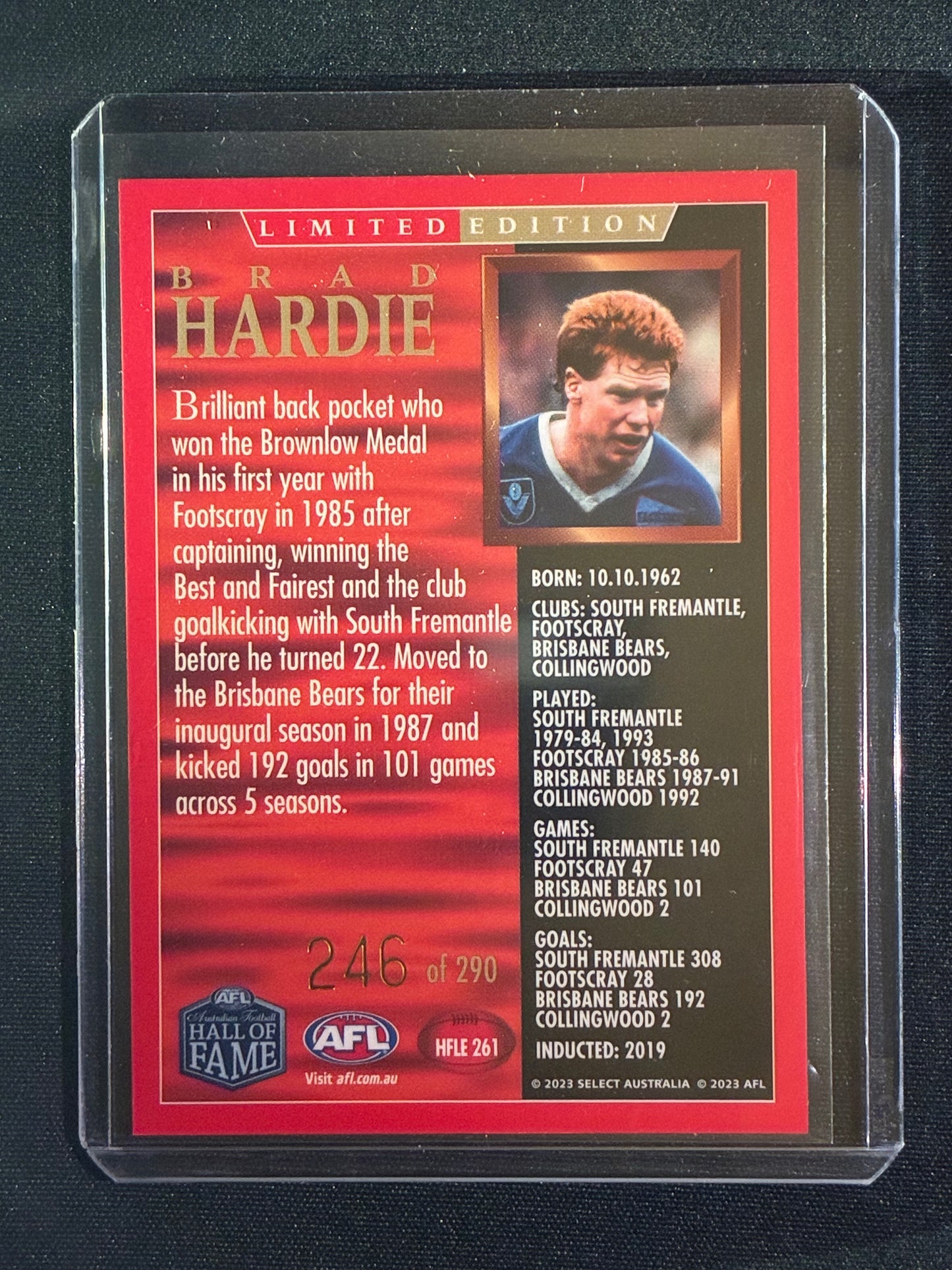 2023 Legacy BRAD HARDIE Hall of Fame Limited Edition 246/290