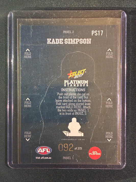 2017 Footy Stars KADE SIMPSON Platinum Standups 92/375