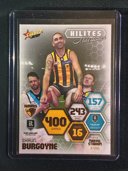 2021 Select SHAUN BURGOYNE Hilites Milestones 400 Games 339/625